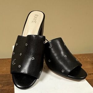 Raye Star & Moon Embroidered Leather Slide Sandal - Size 9